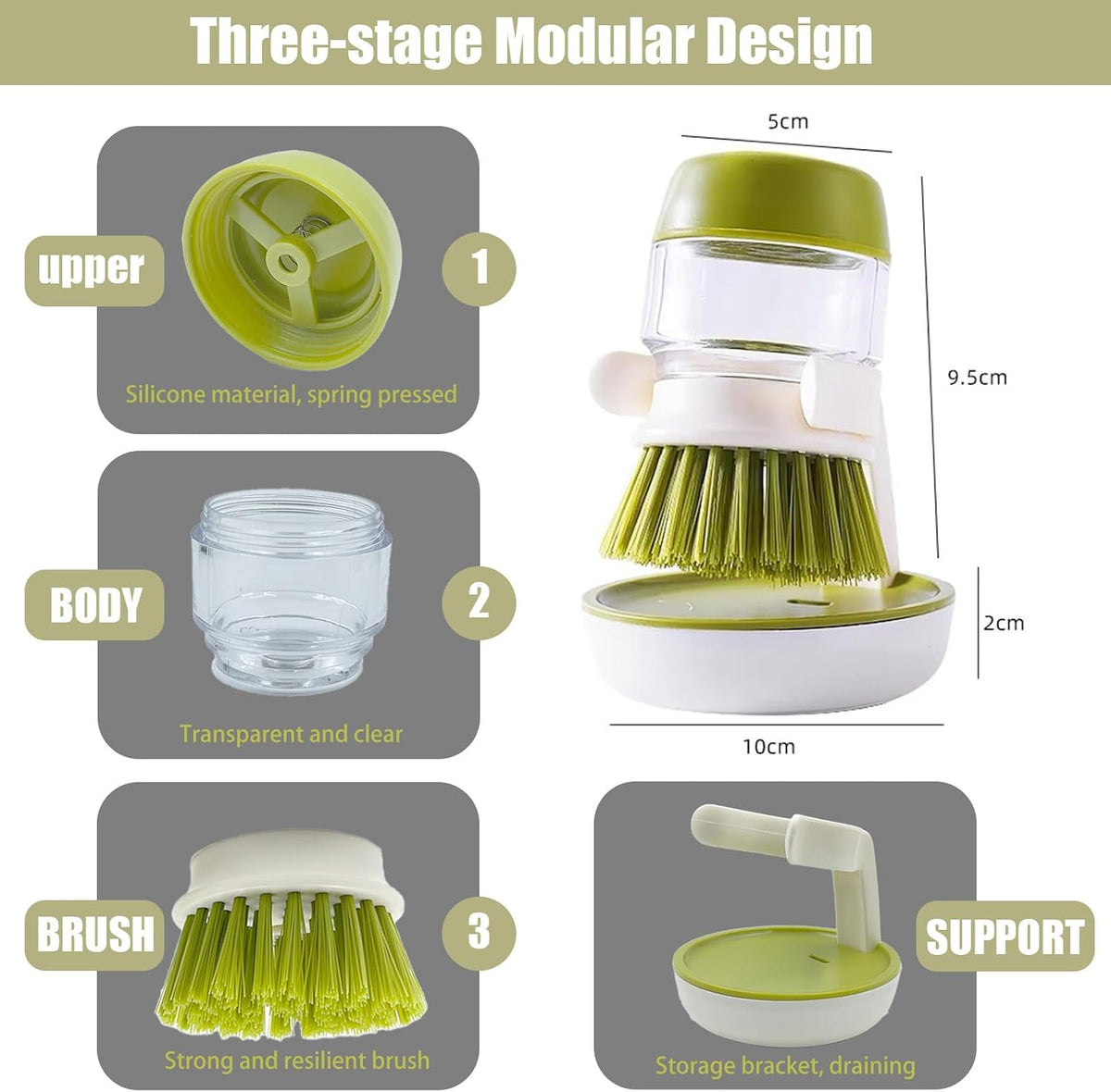 Soap Dispenser with Dish Brush and Storage Bracket