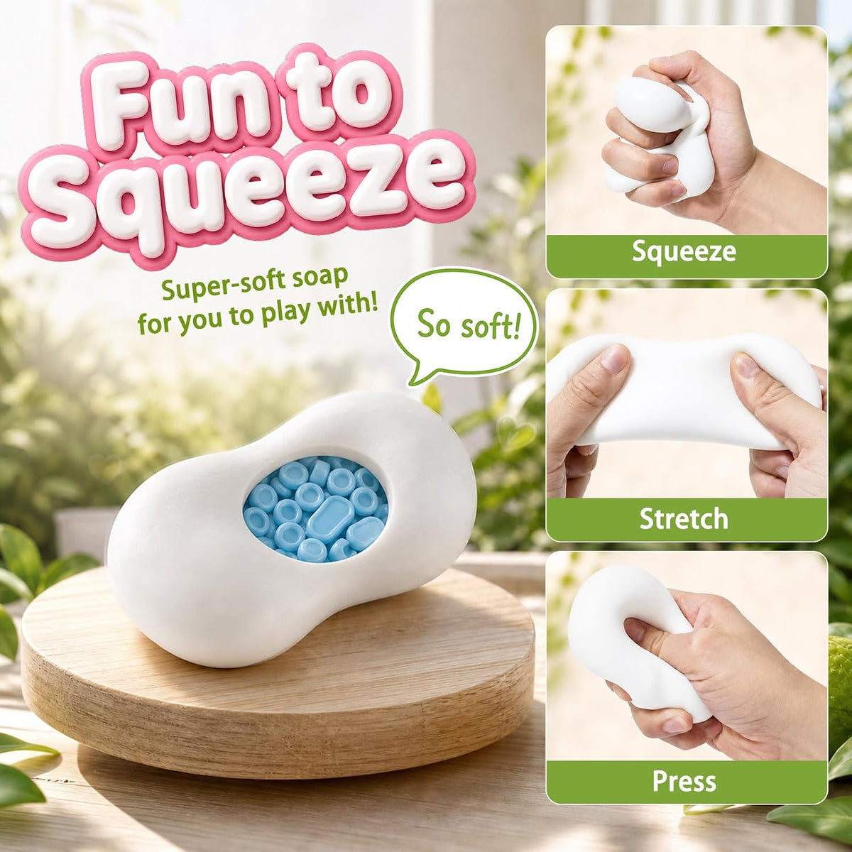 10 Pack Crunchy Squishy Stress Ball,Mango Pudding Peanut & Soap ASMR Fidget