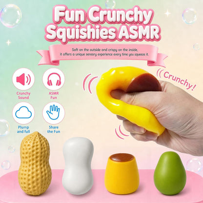 10 Pack Crunchy Squishy Stress Ball,Mango Pudding Peanut & Soap ASMR Fidget