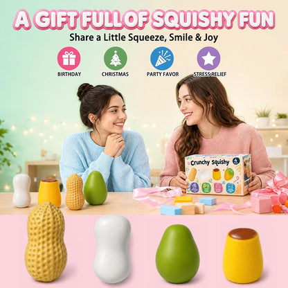 10 Pack Crunchy Squishy Stress Ball,Mango Pudding Peanut & Soap ASMR Fidget