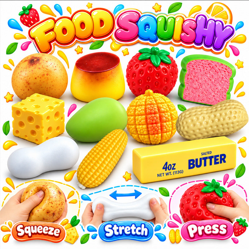 10 Pack Crunchy Squishy Stress Ball,Mango Pudding Peanut & Soap ASMR Fidget