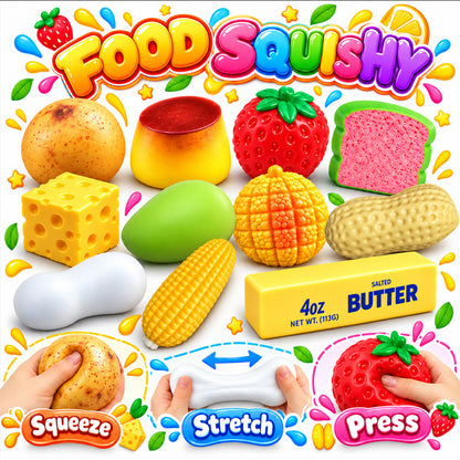 10 Pack Crunchy Squishy Stress Ball,Mango Pudding Peanut & Soap ASMR Fidget