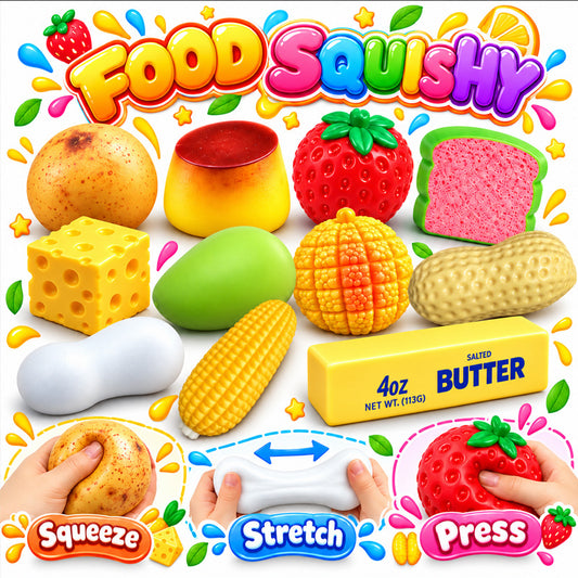 10 Pack Crunchy Squishy Stress Ball,Mango Pudding Peanut & Soap ASMR Fidget
